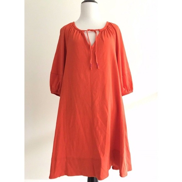 By Anthropologie | Anais Tunic Womens XS Orange Oversized NeckTie Pullover Dress - Picture 6 of 11